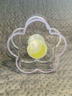 Clear Flower-Shaped Acrylic Organizer with Yellow Accent. NWOT